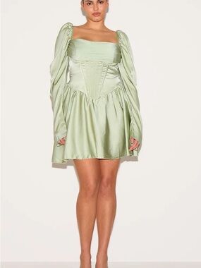PrettyLittleThing Plus Sage Green Strappy dress